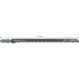 Bosch T 344 DP szúrófűrészlap, 152 mm hosszú, precíz vágásokhoz fához, 3 darabos.