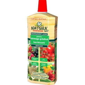 Natura folyékony műtrágya a kertbe. Alkalmas zöldségekhez, gyümölcsökhöz és dísznövényekhez.