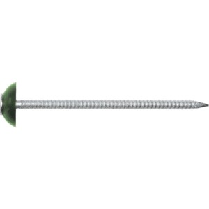 Zöld Super szögek, 2,8x70 mm, horganyzott tömítő alátéttel bitumenes hullámlemezek rögzítéséhez.