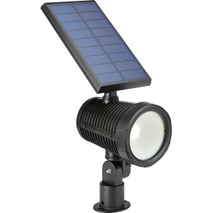 Fekete LED-es napelemes spotlámpa kertbe és teraszra. Napelemes útvonalvilágítás földnyárssal és állítható fejjel.