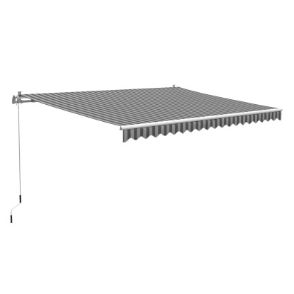 Aventura csuklókaros napellenző 400 cm x 250 cm szürke-fehér csíkos