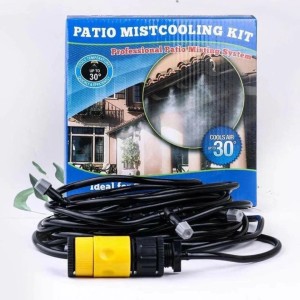 Patio Mistcooling Kit teraszok hűtéséhez, tömlővel és csatlakozóval.