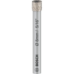 Bosch gyémánt fúrófej 8mm kerámia csempéhez. Ezüst csempefúró durva gyémánt heggyel, Ø 8mm jelöléssel.