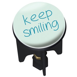 Wenko Pluggy Keep Smiling mosdódugó vidám felirattal.