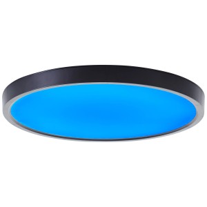Lotti LED mennyezeti lámpa RGB, Ø 30cm, fekete/fehér kék fénnyel.