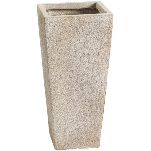 Bézs Calais virágcserép, 38,5x18x18 cm, durva felületű rostos agyagból, virágokhoz és cserjékhez.