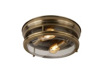 Searchlight Glasgow két foglalatos antik bronz mennyezeti lámpa átlátszó üveggel