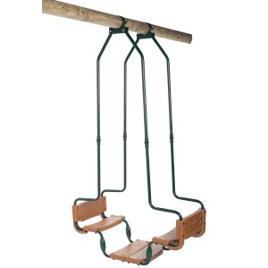 SwingKing dupla hintaülőke gondola körfához, zöldre lakkozott, barna műanyag ülésekkel.