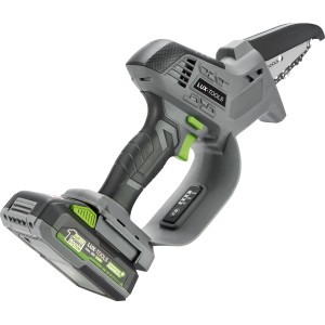 LUX-TOOLS 20 V-os akkus ágfűrész, ideális kertészeti munkákhoz. Kompakt kialakítás, biztonságos kezelés.