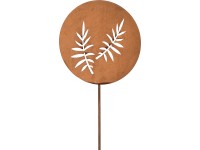 Páfrány mintás földbe szúrható dísz 85 cm rozsda megjelenés