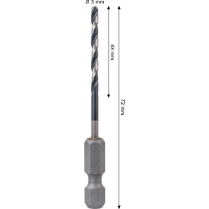Bosch Pro Metal HSS-G Impact spirálfúró, 3 mm átmérő, ezüst színű.