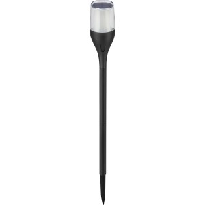 Fekete LED-es szolár lámpaoszlop láng effektussal, 64,5 cm magas, kertbe és teraszra.