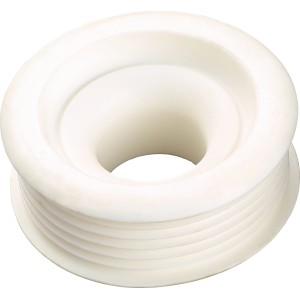 Fehér, kétlépcsős öblítőcső-csatlakozó (Ø 28-45 mm x Ø 55 mm) műanyagból WC-öblítőcsövekhez.