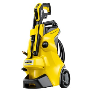 Sárga Kärcher K 4 Power Control Home magasnyomású mosó tartozékokkal.