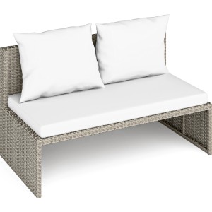 Bostonia lounge pad, 2 személyes, világosbarna polyrattan fehér párnákkal. Kerti bútor teraszra és erkélyre.