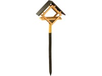 Madáretető ház mandulafenyő natúr/fekete fatetővel és oszloppal