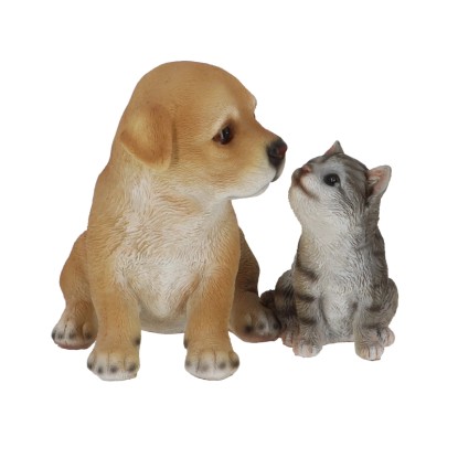 Sunny Garden dekorfigura kölyökkutya és -macskaülő 16 cm