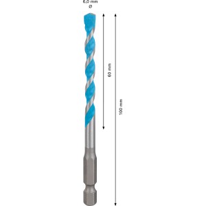 Bosch Expert Hex-9 Multi Construction univerzális fúró, 6 mm átmérő, hatszögletű szárral.