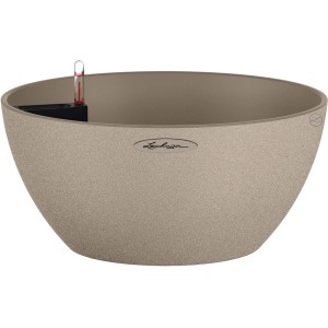 Lechuza Cubeto Stone 40 homokbézs színű virágtál, Ø 40 cm, öntözőrendszerrel.