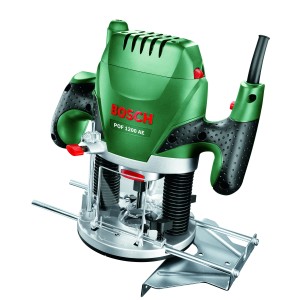 Bosch POF 1200 AE felsőmaró, zöld marógép faipari munkákhoz, tartozékokkal.