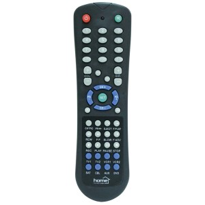 Fekete univerzális távirányító audio tartozékokhoz.