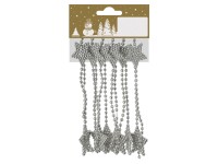 Karácsonyi dekor csillagos füzér műanyag 180 cm ezüst