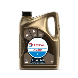 Total Classic 7 10W-40 motorolaj 4L-es kannában benzin- és dízelmotorokhoz.