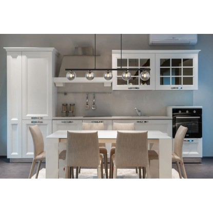 Globo Jorge függőlámpa 5 izzós fekete matt füstszínű 900 mm x 100 mm x 1200 mm