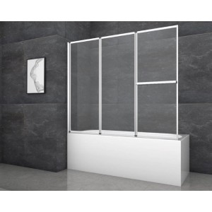 Aurlane Silver Comfort fürdőkádparaván, króm, 3 részes, fürdőkádra szerelve.