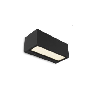 Modern, szögletes Lutec Gemini LED kültéri fali lámpa, 1230 lm, fekete színben.