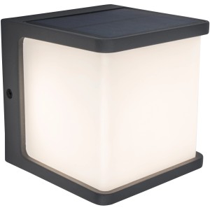 Modern, antracit Lutec LED szolár fali lámpa Doblo beépített napelem panellel.