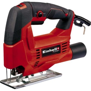 Einhell TC-JS 60/1 piros-fekete dekopírfűrész fém fűrészlappal és porelszívással.