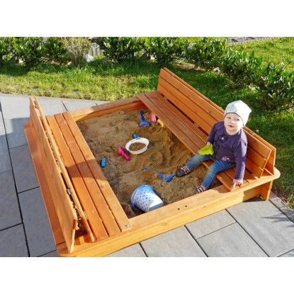 Weka 196B homokozó összecsukható fedéllel 140 cm x 140 cm mézbarna FSC®