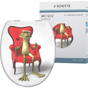 Schütte Frog King WC ülőke SoftClose funkcióval, béka mintával Duroplast WC ülőkén.