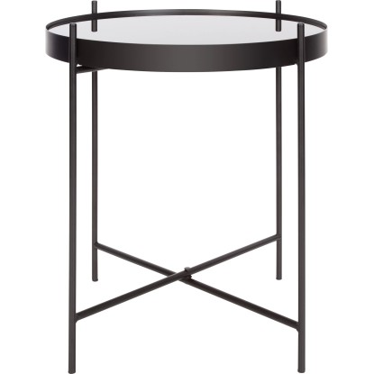 Fekete Dark Wonder üveglapos asztal, Ø 43 cm, M 45 cm.