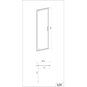 SANOSLIM pivot zuhanyajtó 90 x 200 cm króm