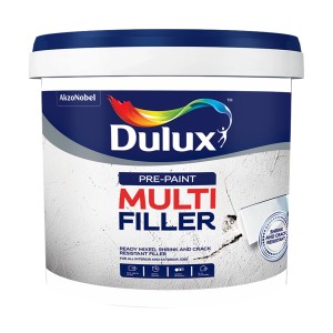 Vödör Dulux Multi Filler, használatra kész glettanyag beltéri és kültéri használatra.
