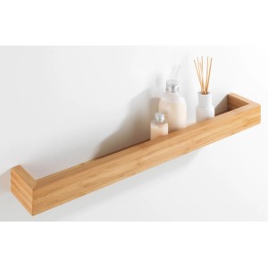 Wenko Bambusa fali polc, 60 cm, bambuszból, fürdőszobai kiegészítőkkel és dekorációval.