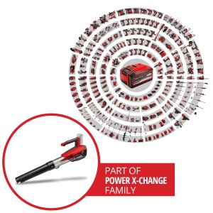 Einhell Power X-Change akkus lombfúvó GP-LB 18/200 Li E-Solo, a Power X-Change család tagja.