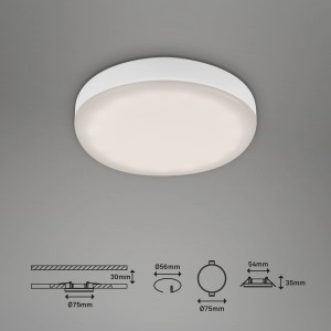 Fehér Briloner LED süllyesztett spotlámpa Plat, 1 db-os készlet, Ø 7,5 cm, semleges fehér fény.