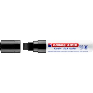 Edding 4090 kréta marker, fehér toll fekete kupakkal, filctoll krétához