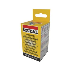 Soudal szilikon eltávolító sárga csomagolásban csempe munkákhoz.