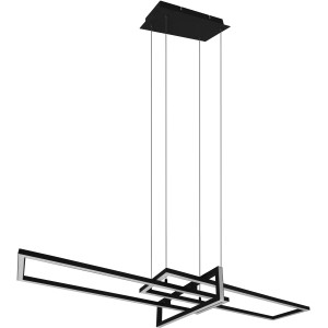 Modern Trio Salinas LED függőlámpa, 34W, matt fekete, geometrikus dizájnnal a nappaliba és az étkezőbe.
