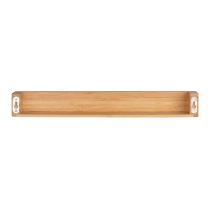 WENKO Bambusa 40 cm bambusz fali polc, világos fa, téglalap alakú, látható rögzítőfülekkel.
