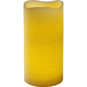 Sárga LED valódi viasz gyertya, 10x20 cm, láng effektussal és időzítővel.