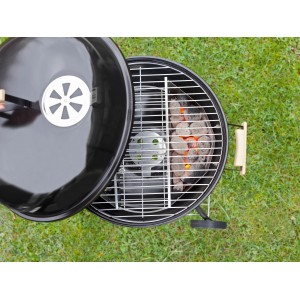Jamestown 2 részes széntartó kosár gömbgrillben izzó szénnel, grilleszköz a közvetett grillezéshez.
