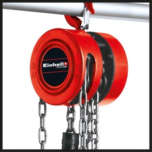 Einhell TC-CH 1000 láncos emelő, piros fém ház lánccal és horoggal.