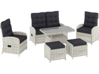Lounge-garnitúra étkezőasztallal Kalgan 6-részes fonott jégszürke Lounge-garnitúra étkezőasztallal Kalgan 6-részes fonott jégszürke