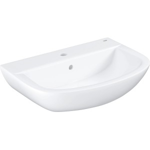 Grohe Bau Ceramic mosdó, 60 cm, fehér, falra szerelhető, túlfolyóval és csaplyukkal.