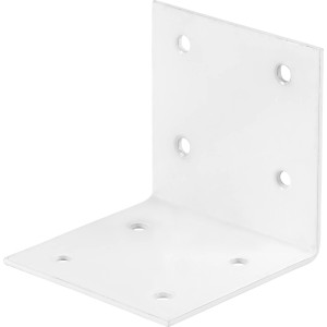 Fehér, porszórt széles sarokvas 60x60x60 mm fa szerkezetekhez.
